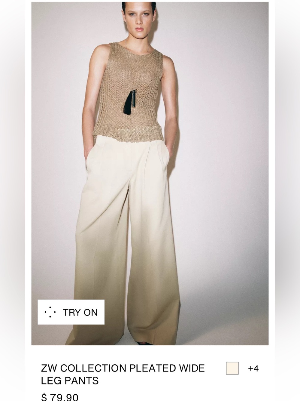ZW COLLECTION
PLEATED WIDE LEG
PANTS
XS ECRU